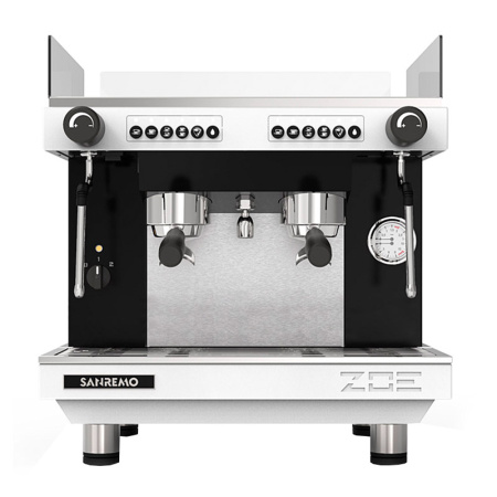 Профессиональная рожковая автоматическая кофемашина SANREMO Zoe Compact SED 2GR, высокие группы, черно-белая в интернет-магазине EASYHORECA.RU