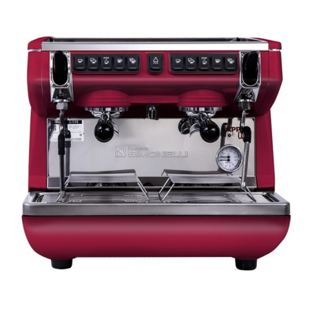 Профессиональная рожковая автоматическая кофемашина NUOVA SIMONELLI Appia Life Compact 2Gr V, экономайзер, высокие группы, красный в интернет-магазине EASYHORECA.RU