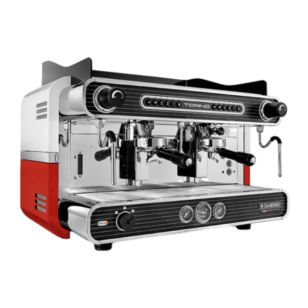 Профессиональная рожковая автоматическая кофемашина SANREMO Torino SED 2GR, низкие группы, красно-белая в интернет-магазине EASYHORECA.RU